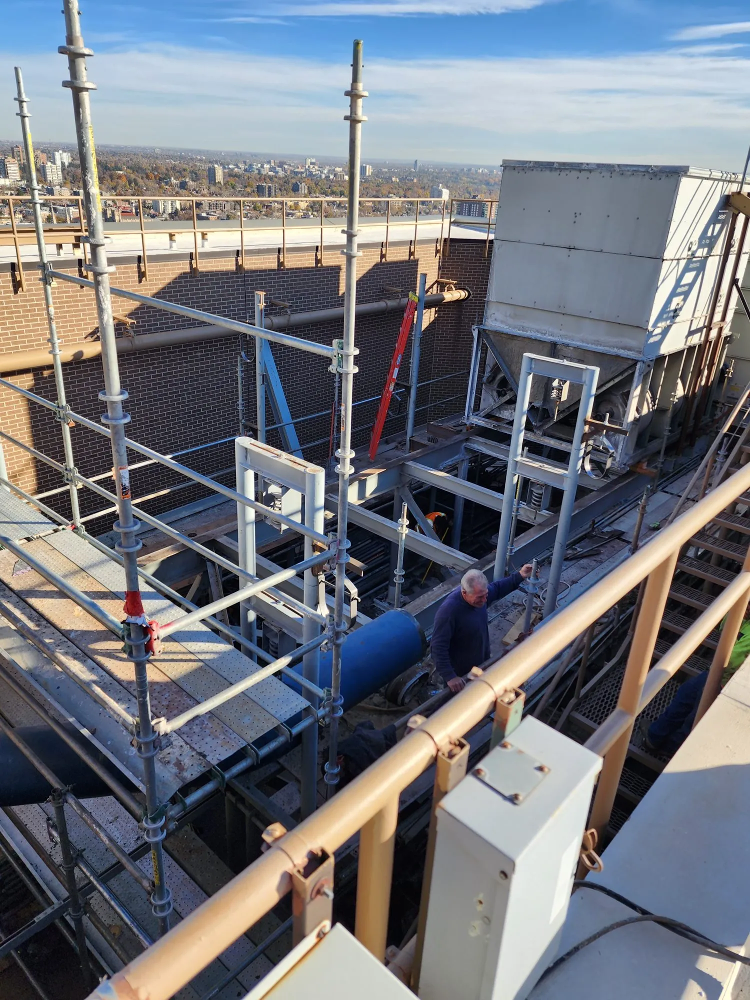 BCK crew on a downtown Denver rooftop during a cooling plant removal