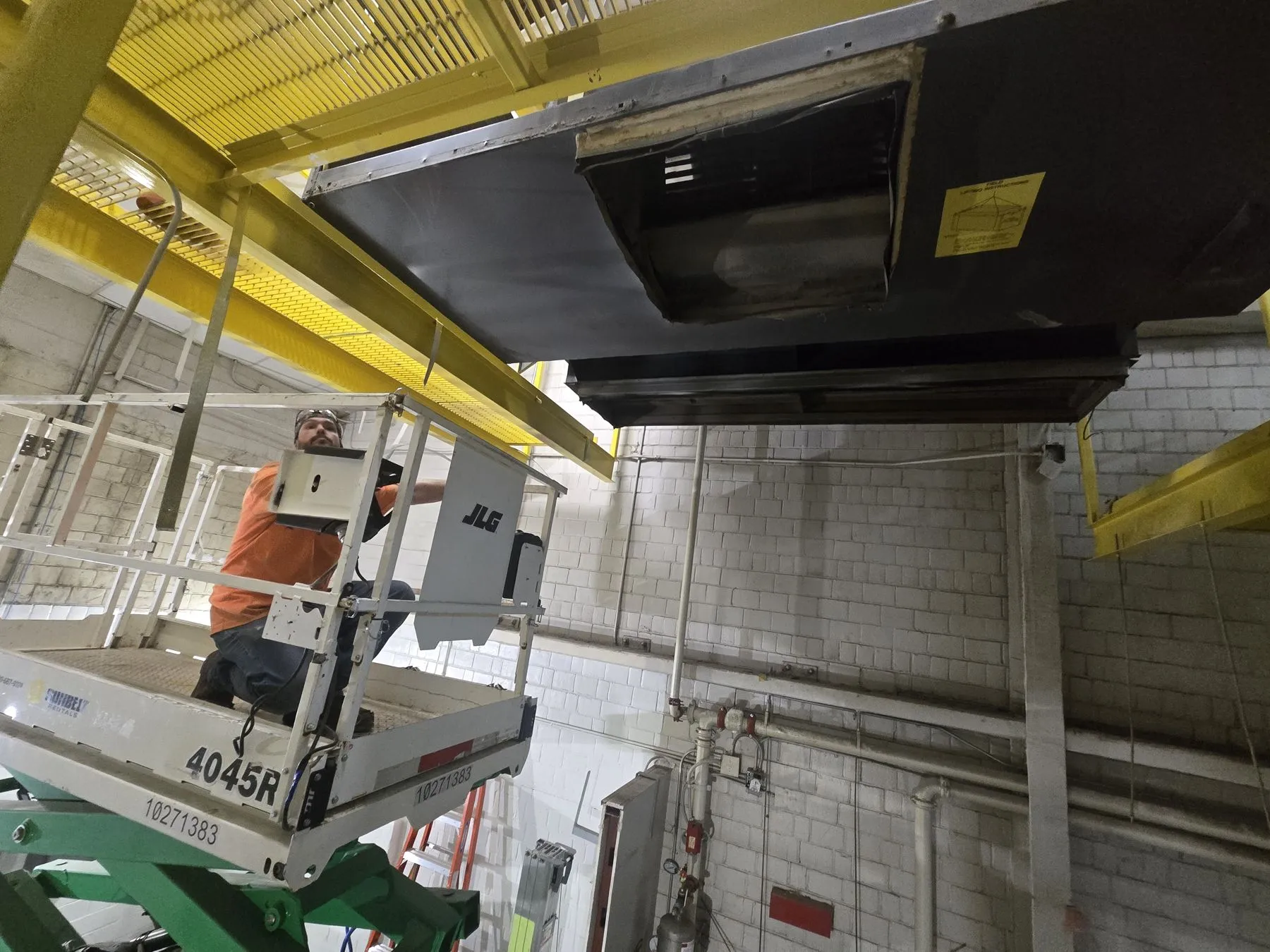 During: Lift positioned for the descent